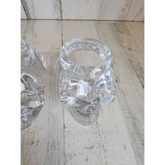 Heavy weighted glass Skull tea light holder Halloween set - Picture 6 of 12